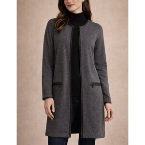 DKR & Co Long Grey Zip Cardigan XL Lightweight Coatigan Workwear Minimalist